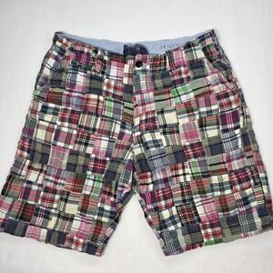J.Crew Men's Plaid Patchwork Indian Madras Multicolor Field Short Cotton Size 33